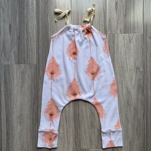 Amae Co. Peach Peacock Feather Romper